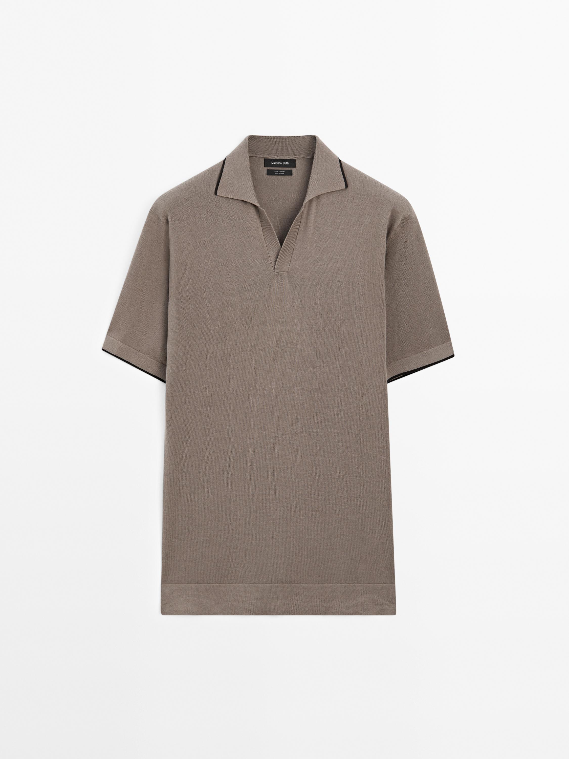 Knit polo shirt with contrast detail